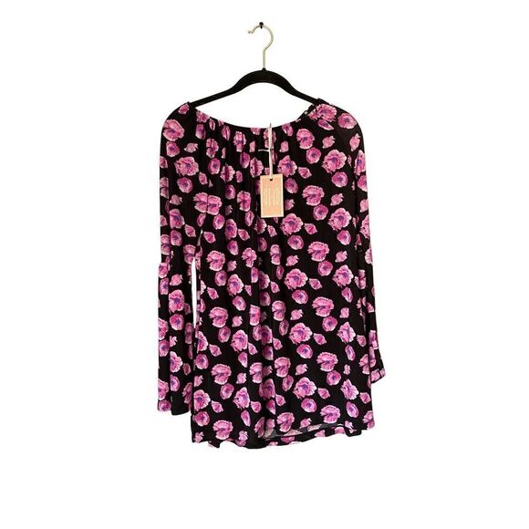West loop bell sleeve off shoulder floral mini dress/tunic size small - Picture 1 of 5